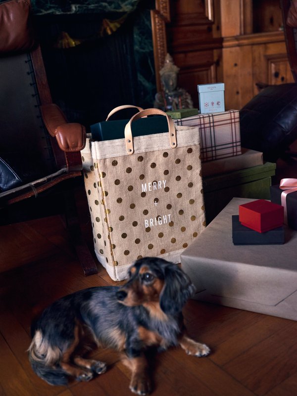 Market Bag in Gold Polka Dot