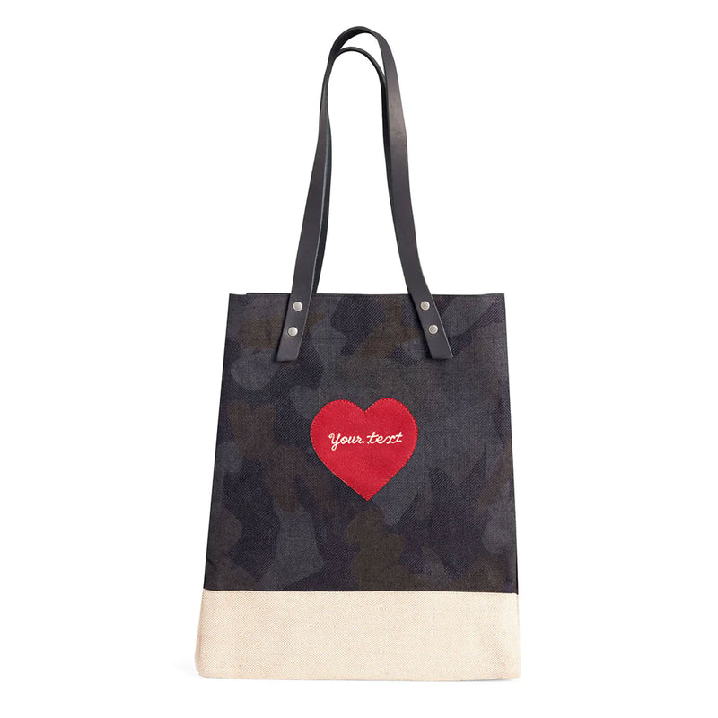 Wine Tote in Shadow Safari with Embroidered Heart