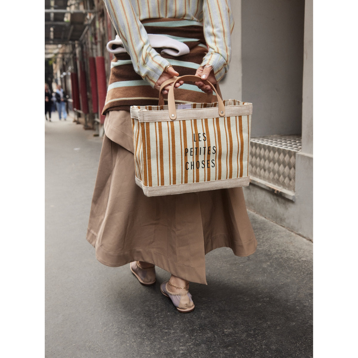 Petite Market Bag in Gold Stripe Large Monogram