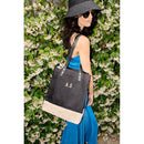 Wine Tote in Black Silver Foil