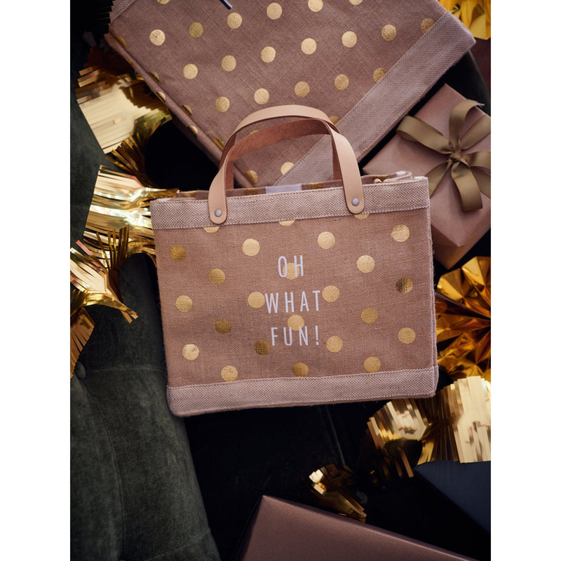 Petite Market Bag in Gold Polka Dot Monoram