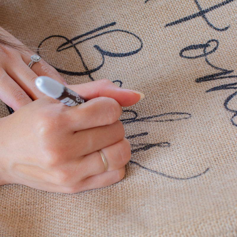 Market Tote in Natural with Calligraphy