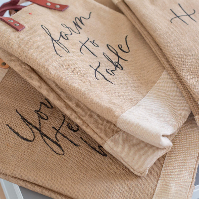 Market Tote in Citrus with Calligraphy