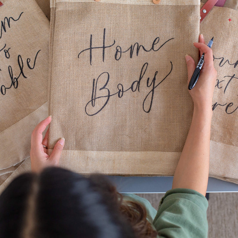 Market Tote in Field Green with Calligraphy