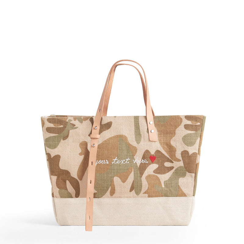 Shoulder Market Bag in Safari with Embroidery
