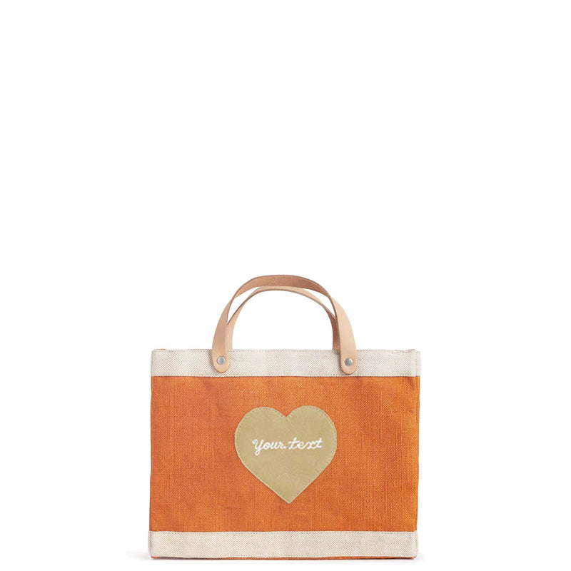 Petite Market Bag in Citrus with Embroidered Heart