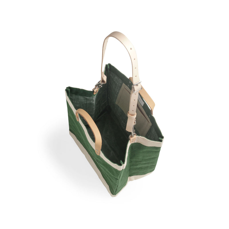 Market Bag in Field Green with Strap and Black Monogram
