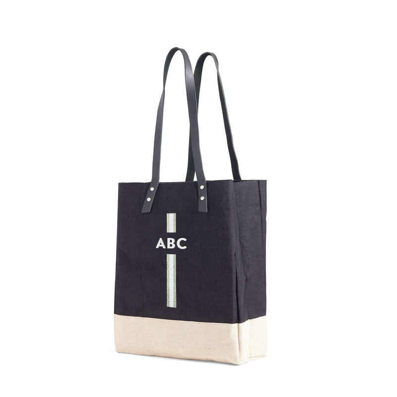 Wine Tote in Black with Monogram