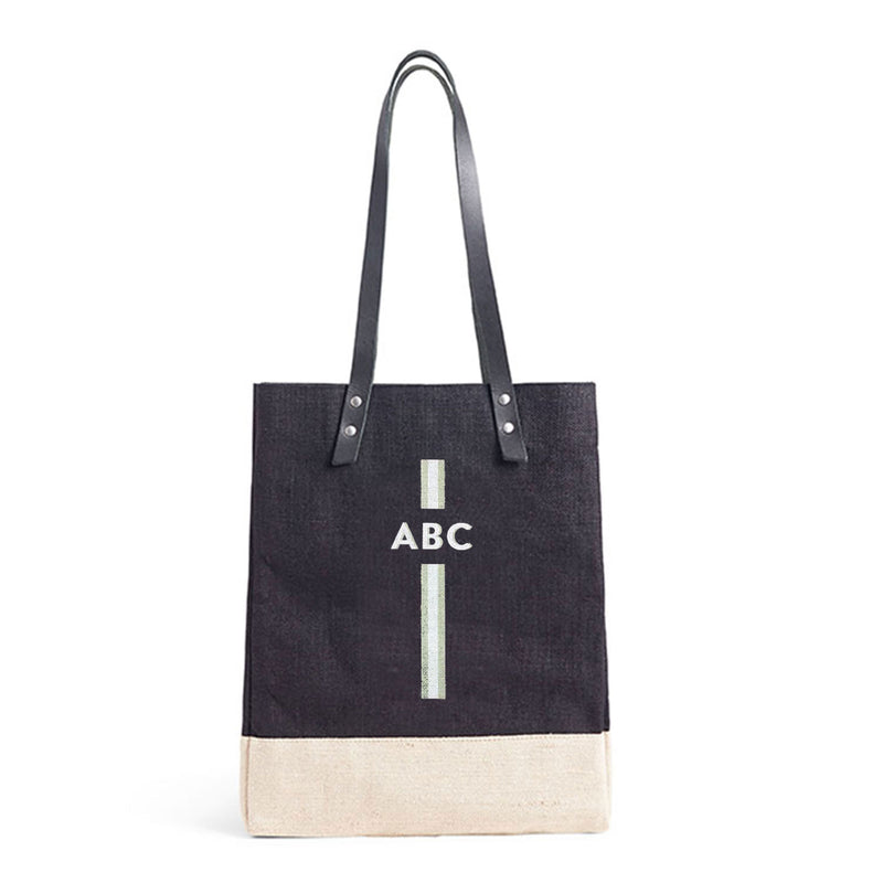 Wine Tote in Black with Monogram