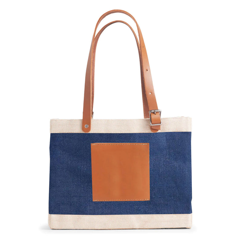 Petite Market Bag in Navy with Adjustable Handle “Alphabet Collection”