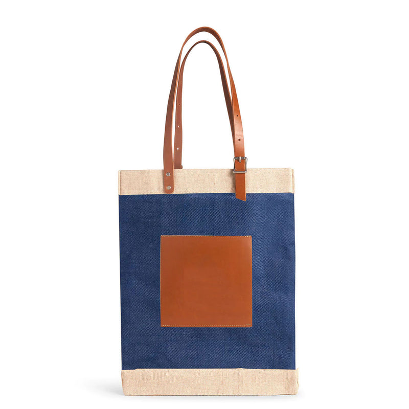 Market Bag in Navy with Adjustable Handle “Alphabet Collection”