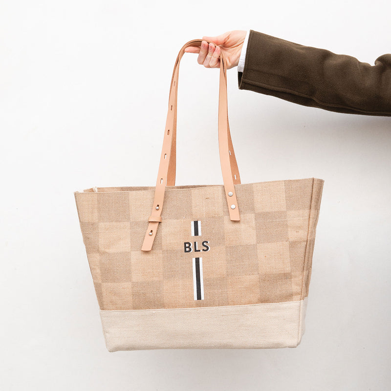 Shoulder Market Bag in Checker with Monogram