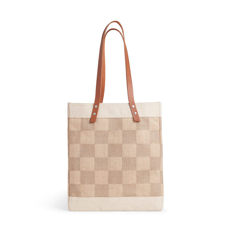 Market Tote in Checker with Embroidery