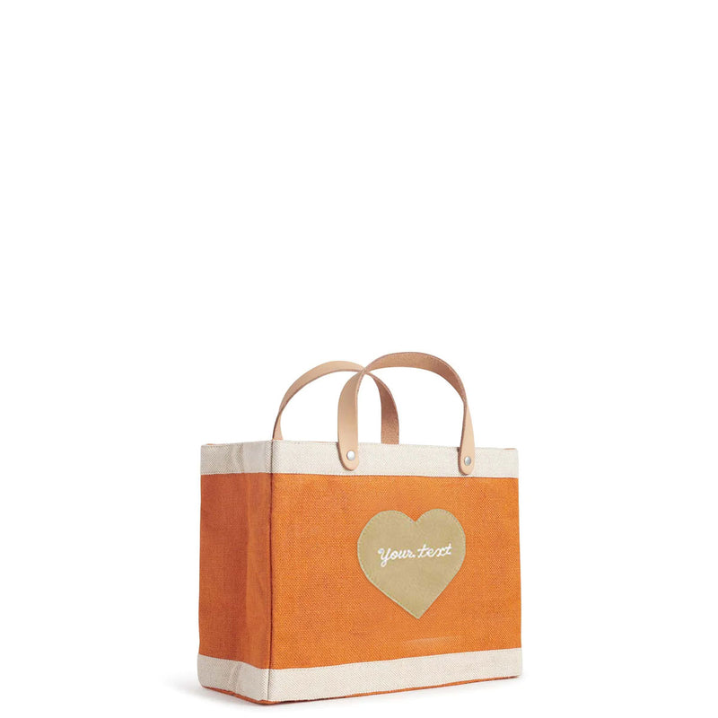 Petite Market Bag in Citrus with Embroidered Heart
