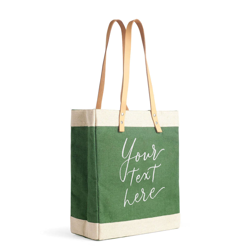 Market Tote in Field Green with Calligraphy