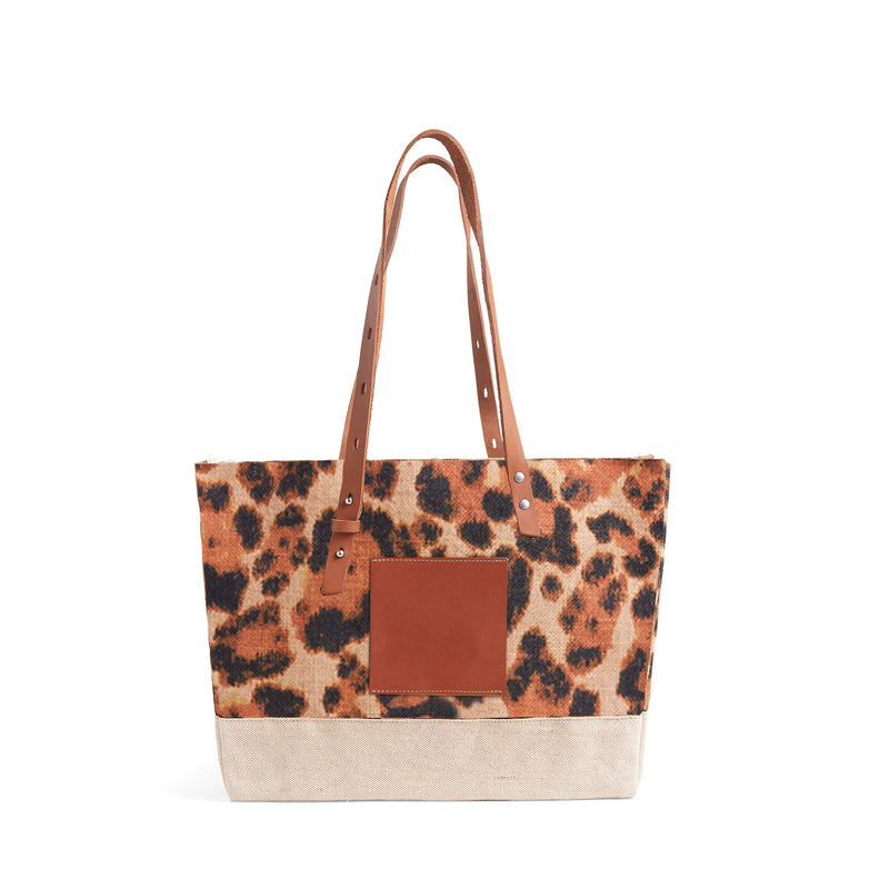 Shoulder Market Bag in Cheetah "Alphabet Collection"