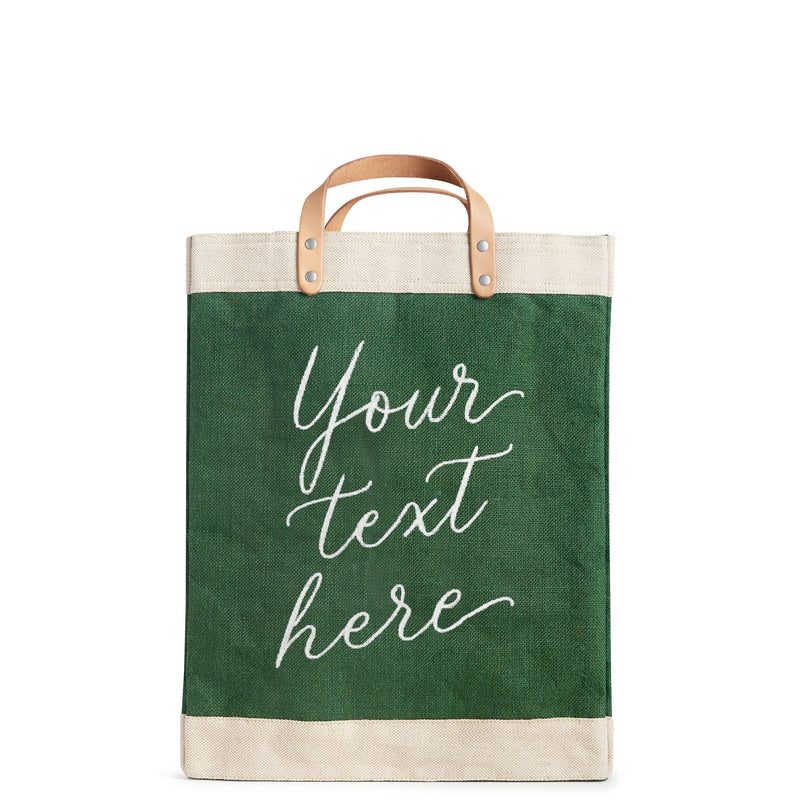 Market Bag in Field Green with Calligraphy