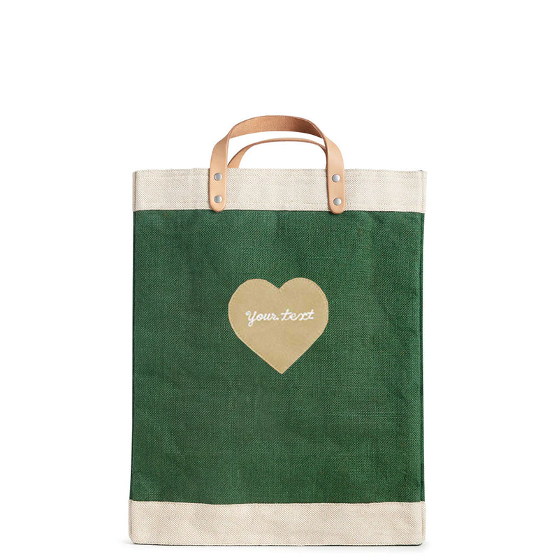 Market Bag in Field Green with Embroidered Heart