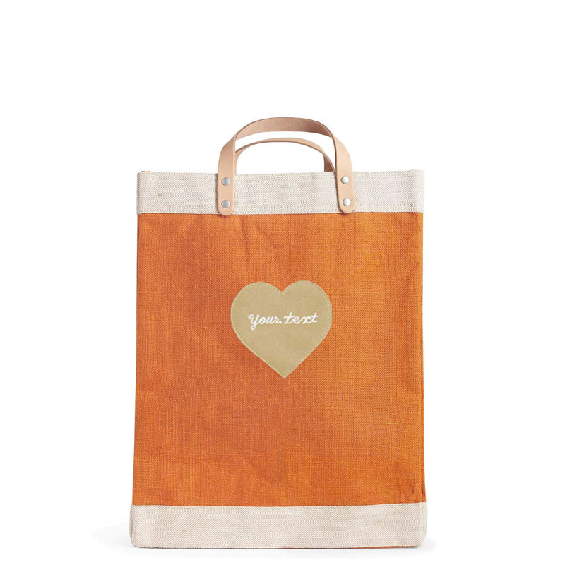 Market Bag in Citrus with Embroidered Heart