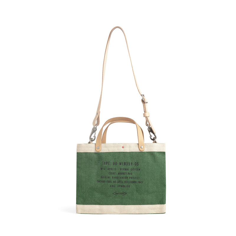 Petite Market Bag in Field Green with Strap