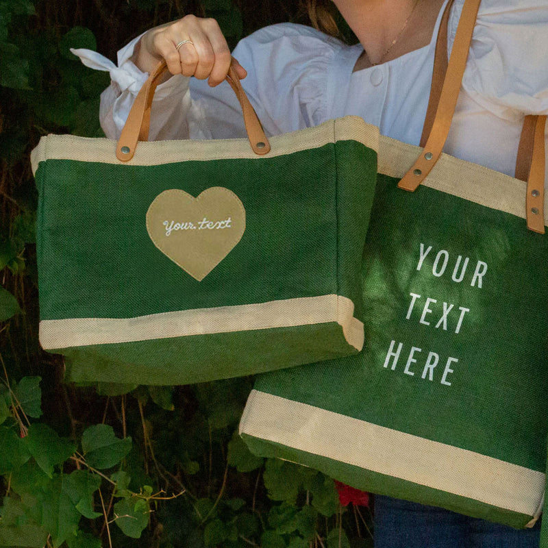 Market Bag in Field Green with Embroidered Heart