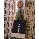 Wine Tote in Black with Monogram