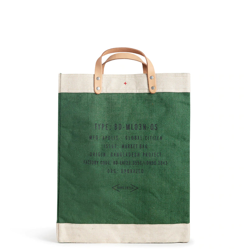 Market Bag in Field Green with Embroidery