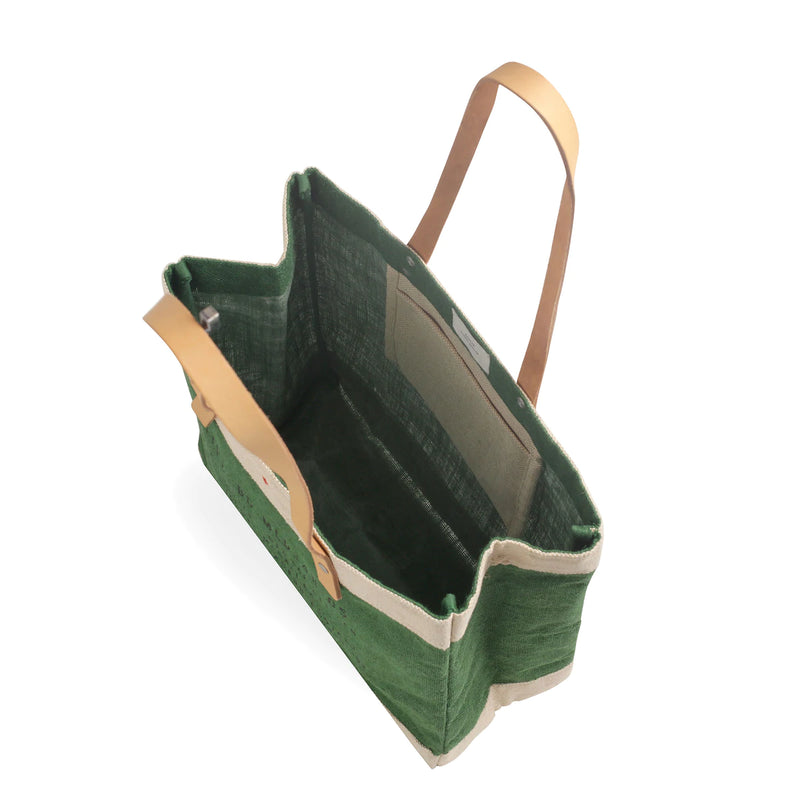 Market Tote in Field Green with Embroidery