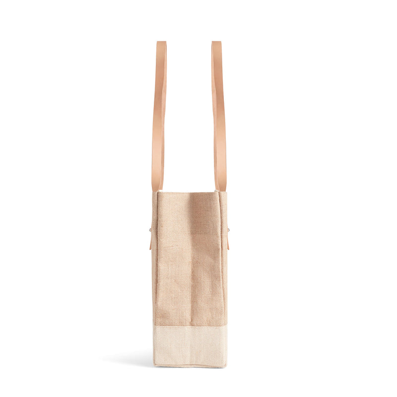 Shoulder Market Bag in Natural “Alphabet Collection” with Ivory Leather