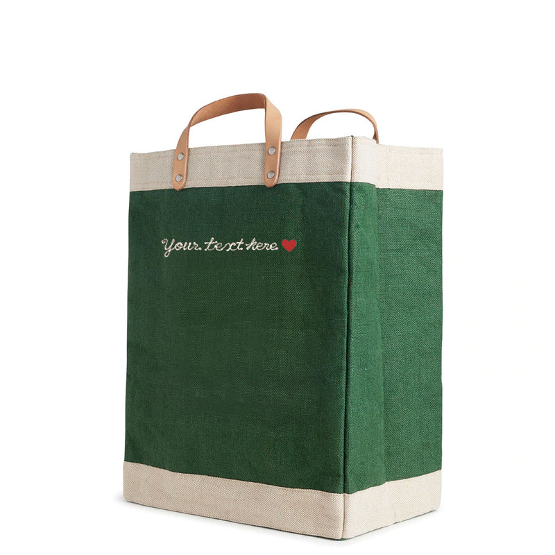 Market Bag in Field Green with Embroidery