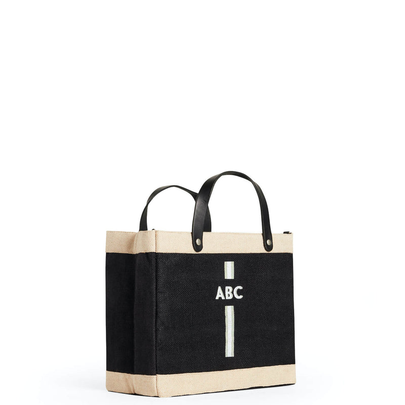 Petite Market Bag in Black with Monogram