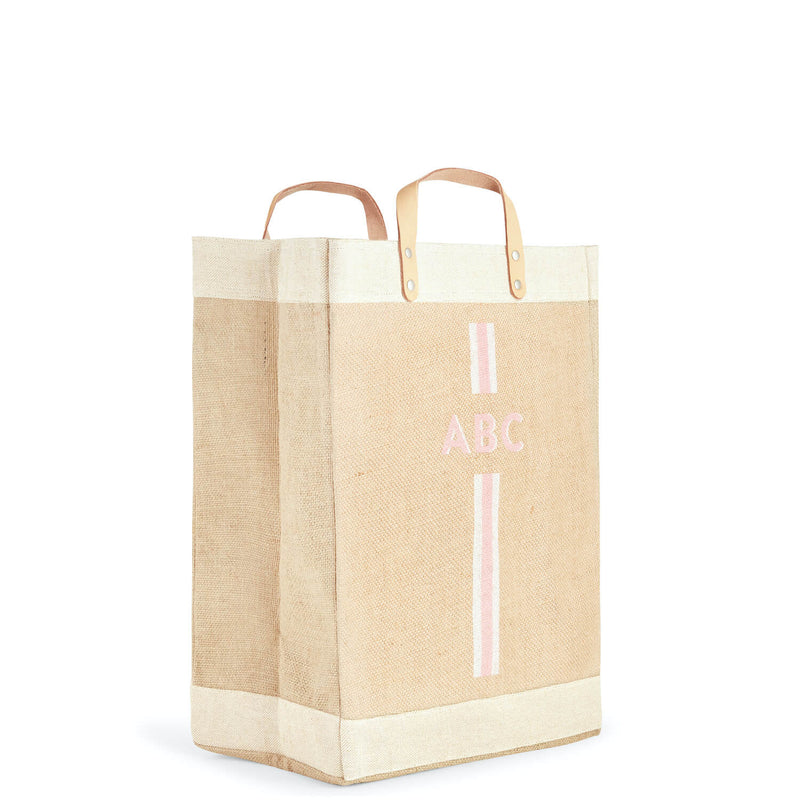 Market Bag in Natural with Pink Striped Monogram