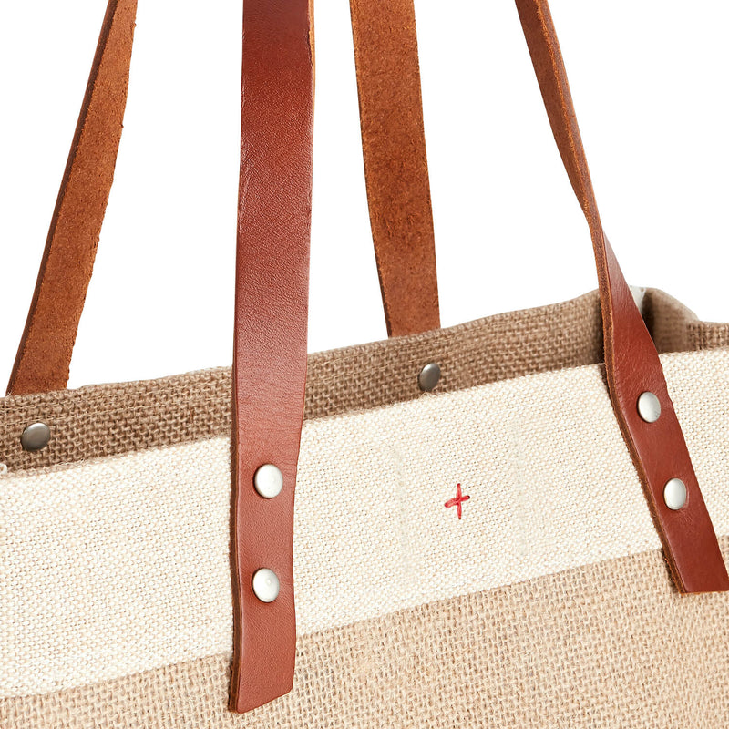 Market Tote in Natural with Embroidery