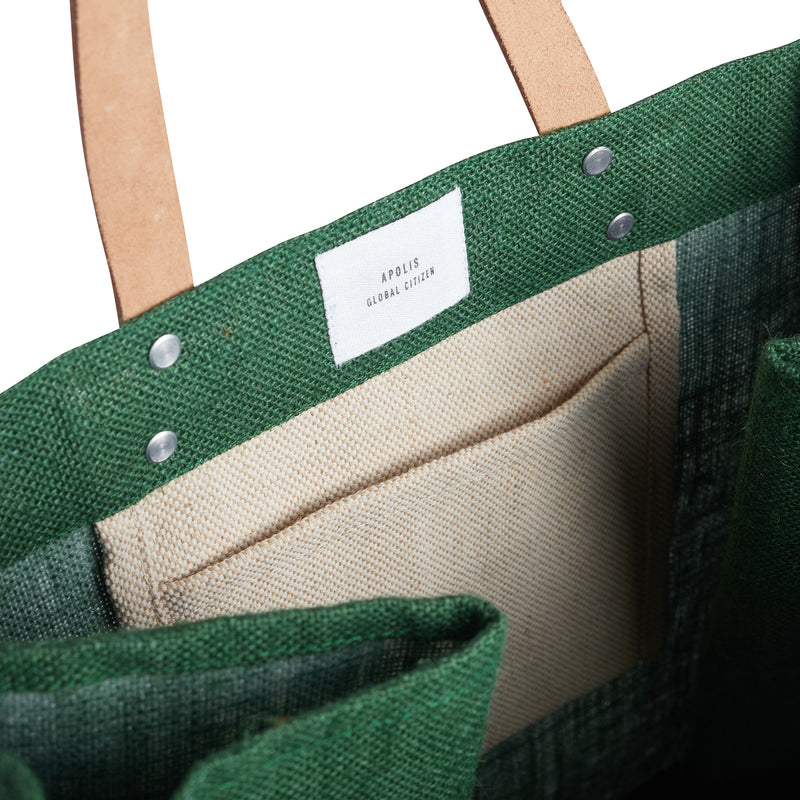 Wine Tote in Field Green with Black Monogram
