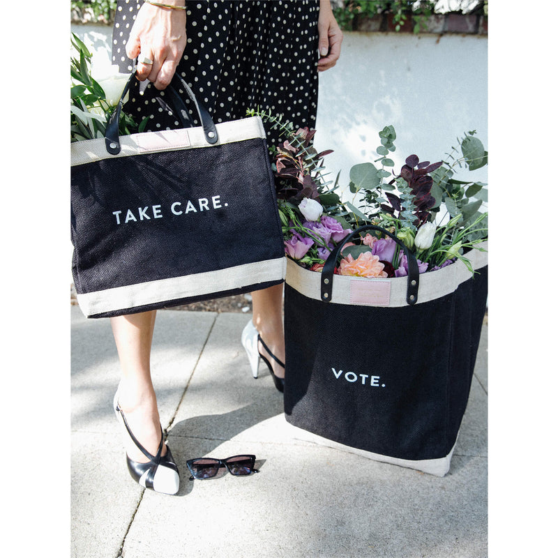 Market Bag in Black with Two Lines