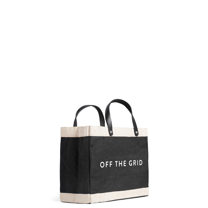 Petite Market Bag in Black with “OFF THE GRID”