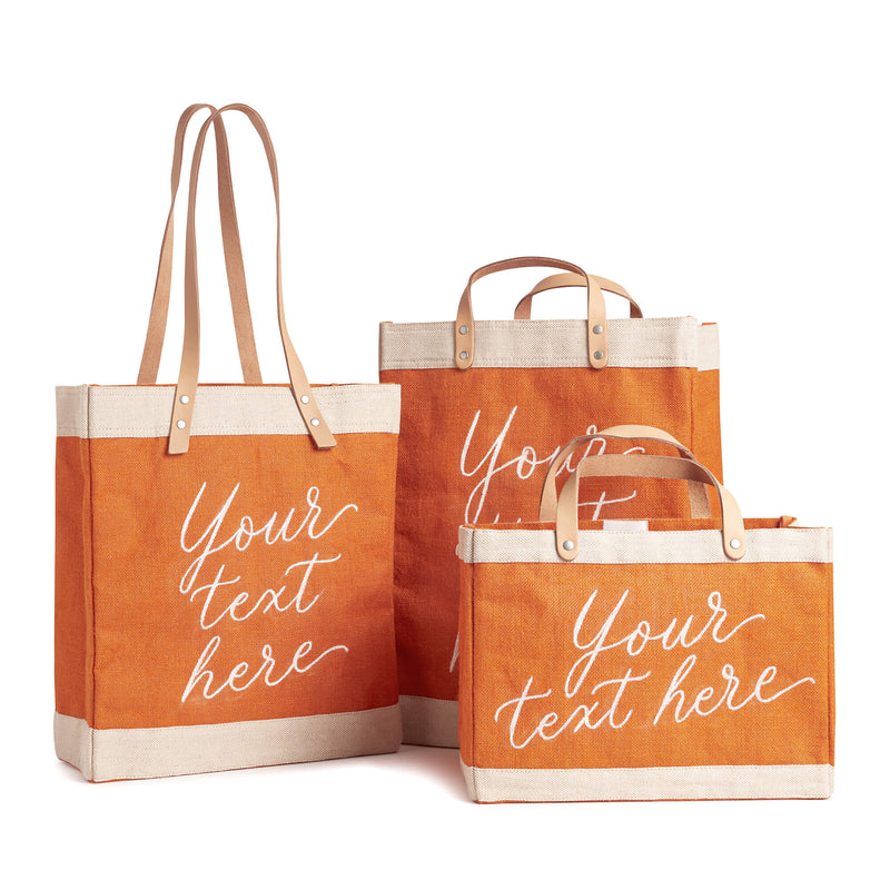 Petite Market Bag in Citrus with Calligraphy