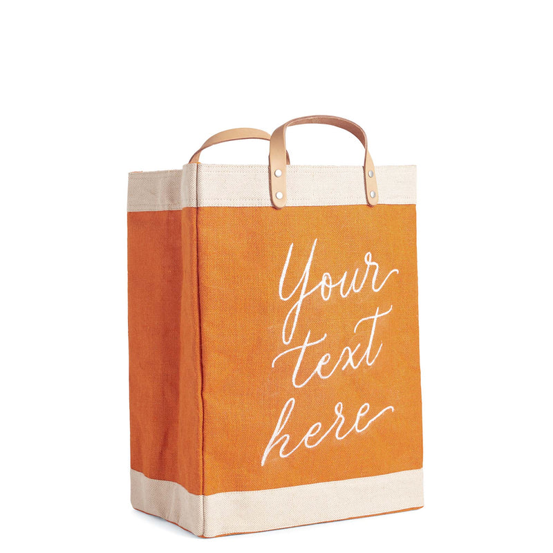 Market Bag in Citrus with Calligraphy