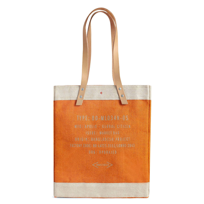 Market Tote in Citrus with Calligraphy