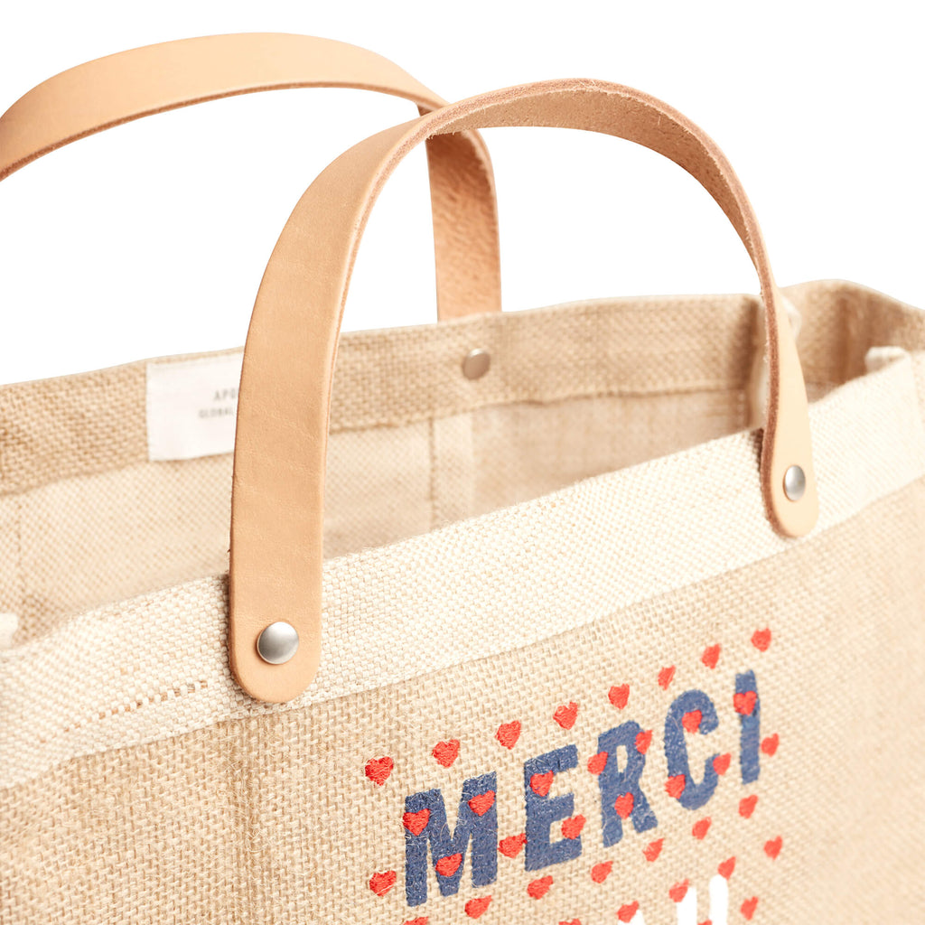 Petite Market Bag in Natural for Clare V. “Merci Beau Coup” with Heart