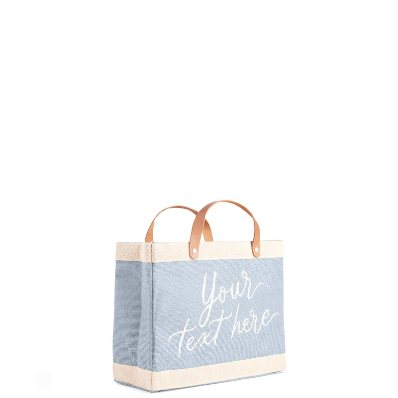 Petite Market Bag in Cool Gray with Calligraphy