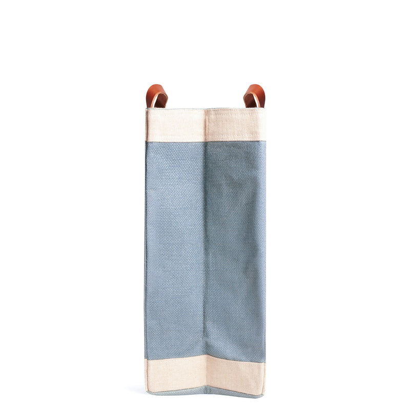 Market Bag in Cool Gray with Blue Monogram