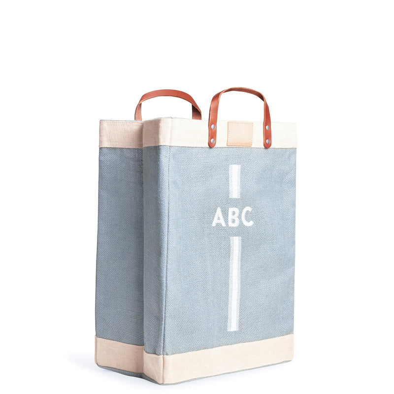 Market Bag in Cool Gray with White Monogram