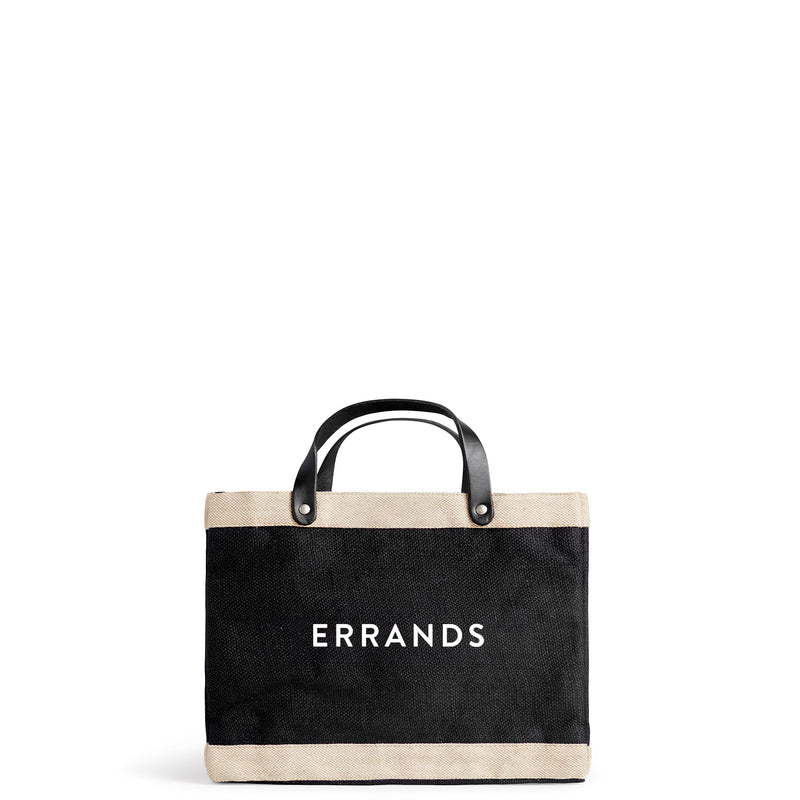 Petite Market Bag in Black with “ERRANDS”