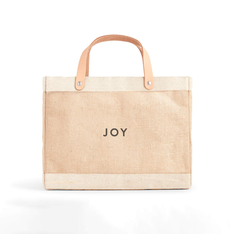 Petite Market Bag in Natural with “JOY”