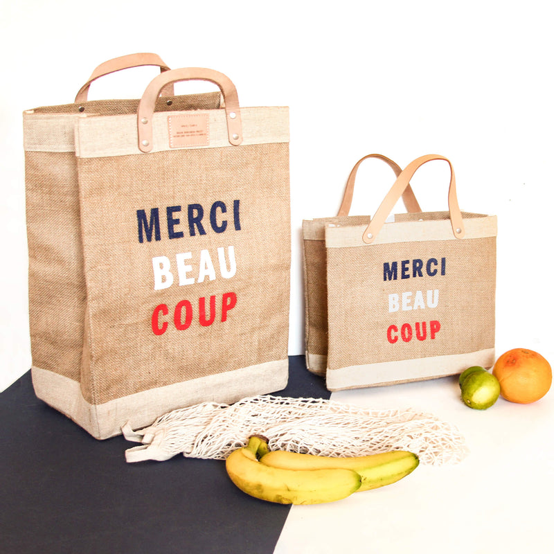Market Bag and Petite Market Bag Bundle in Natural for Clare V. “Merci Beau Coup”