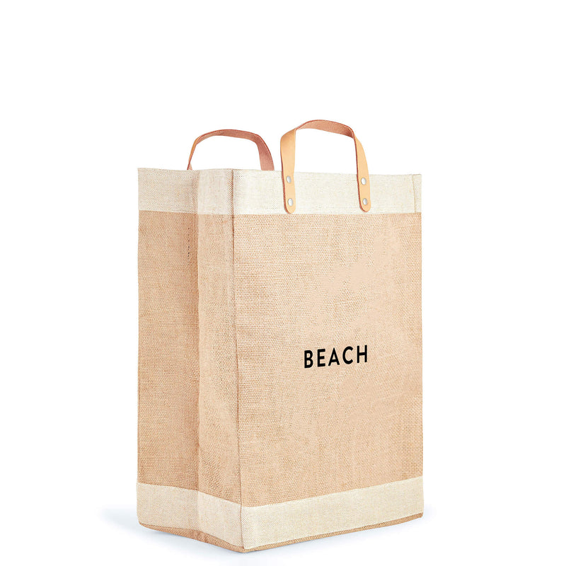 Market Bag in Natural with “BEACH”