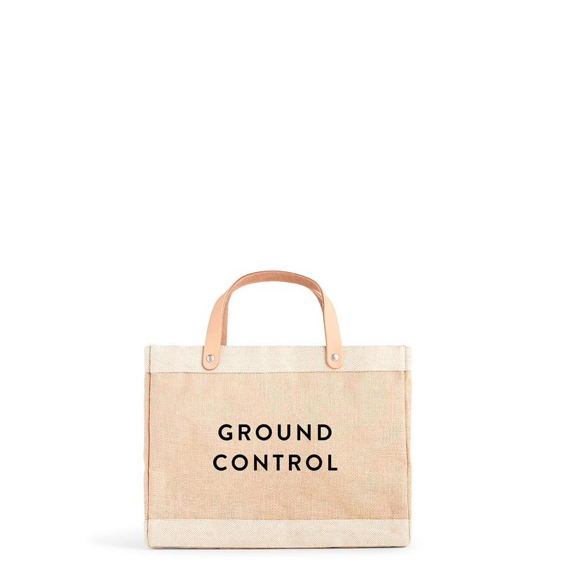 Petite Market Bag in Natural with “GROUND CONTROL”
