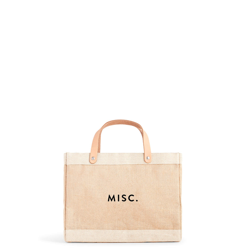Petite Market Bag in Natural with “MISC”