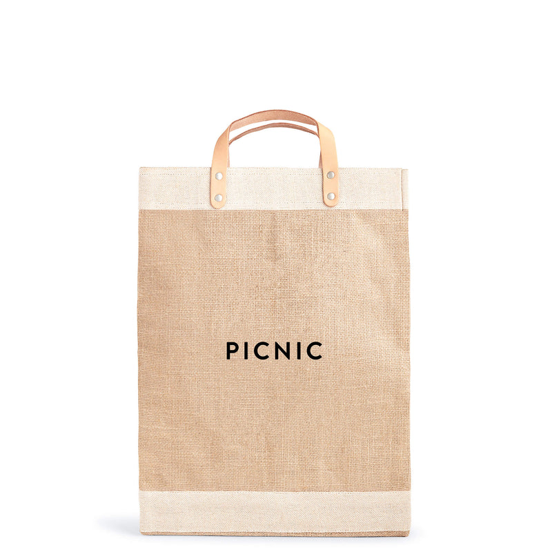 Market Bag in Natural with “PICNIC”